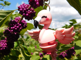Fluffy Tail Flamingo Key Chain